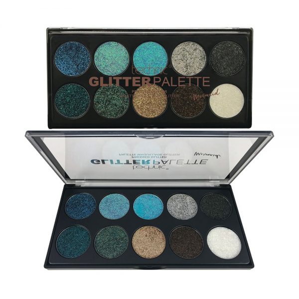 technic mermaid 10 colours pressed glitter palette for face, body and eyes
